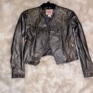 Steel Gray Leather Jacket